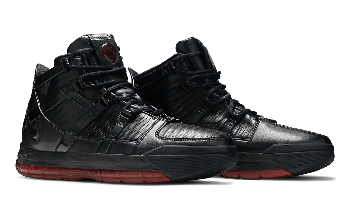 Nike LeBron 3 2022 Black Metallic Silver University Red D09354-001 Release Date