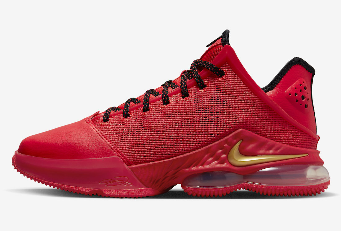Nike LeBron 19 Low Red Black Gold DO9829-600 Release Date